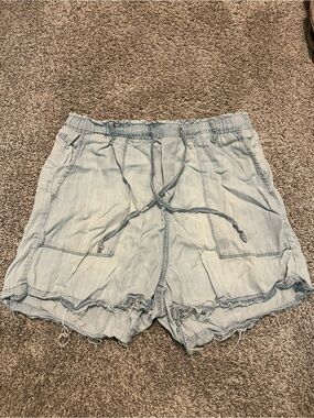 Dex Light Blue Drawstring Denim-Effect Women’s Shorts